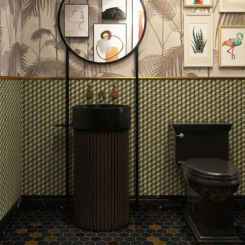 Vintage green diamond hexagonal glass mosaic wall