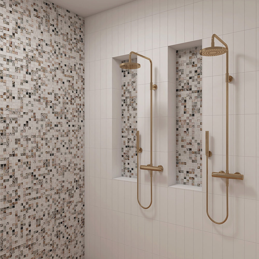 Gray White Glass Mosaic Shower Wall Tile