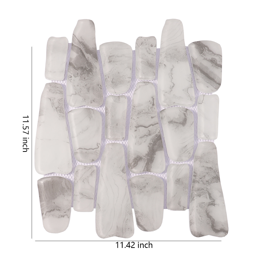 White gray irregular glass mosaic tile sheet with mixed organic shape pieces