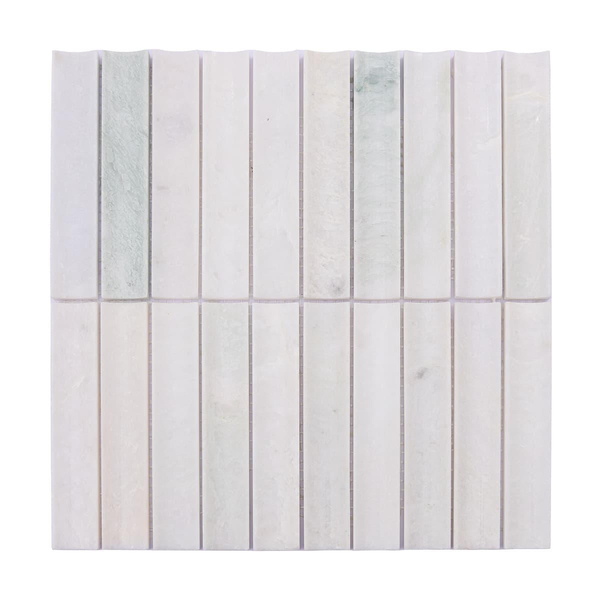  Full sheet of white jade fluted stone strip mosaic