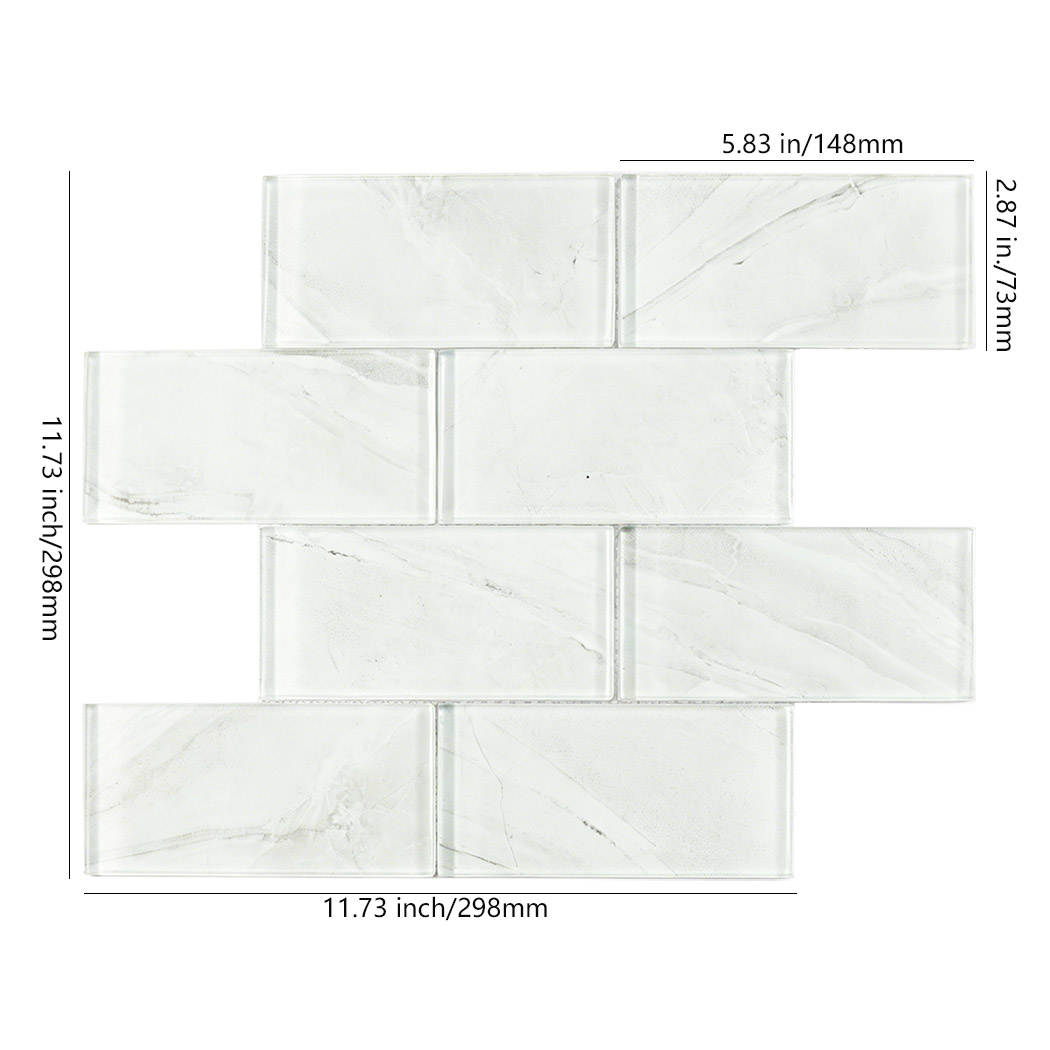 Glossy White Glass Subway Accent Wall Tile