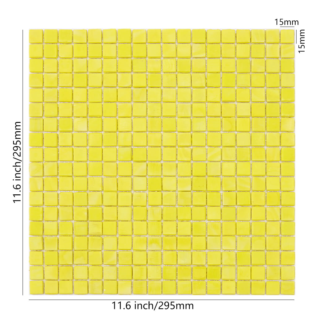 Lemon Yellow Square Glass Wall Tile Kitchen Backsplash Mosaic