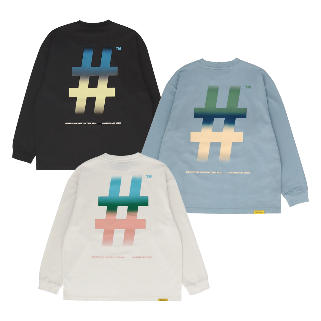 PREORDER] BEENTRILL, GRADIENT HASHTAG OVERFIT LONG SLEEVE T-SHIRT, PO