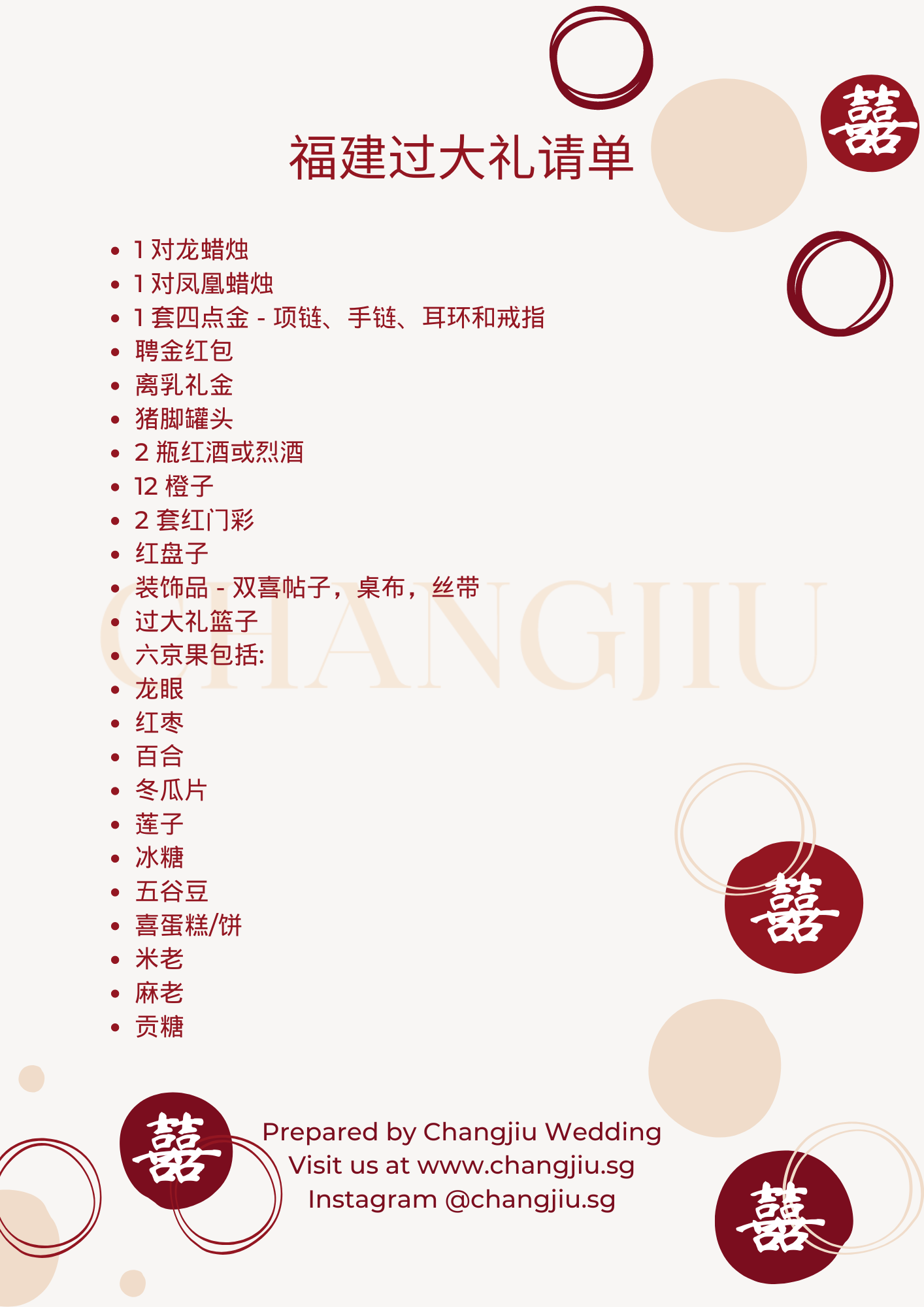 福建过大礼请单