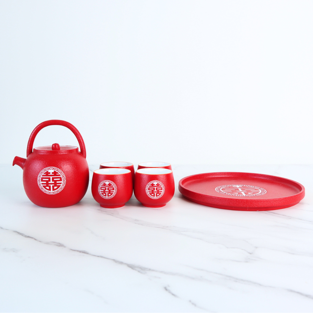 Chinese Wedding Teapot Set 敬茶 | Premium Matte Red