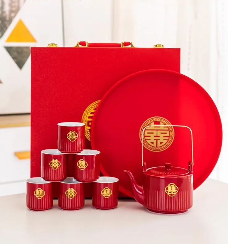 Chinese Wedding Teapot Set 敬茶壶 | Premium Oriental Red