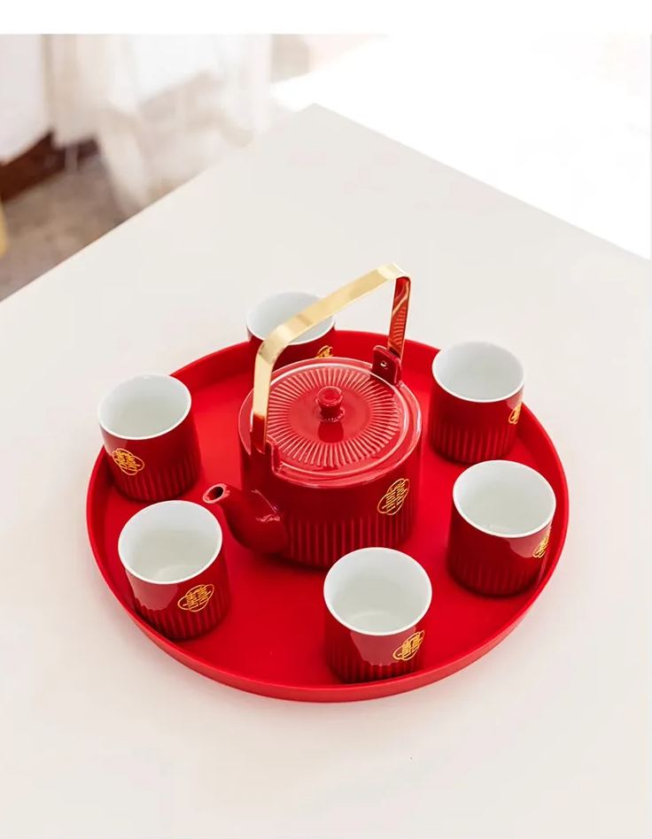 Chinese Wedding Teapot Set 敬茶壶 | Premium Oriental Red