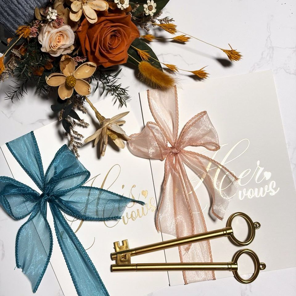 Blue & Pink Vow Cards (My Husband & My Wife)