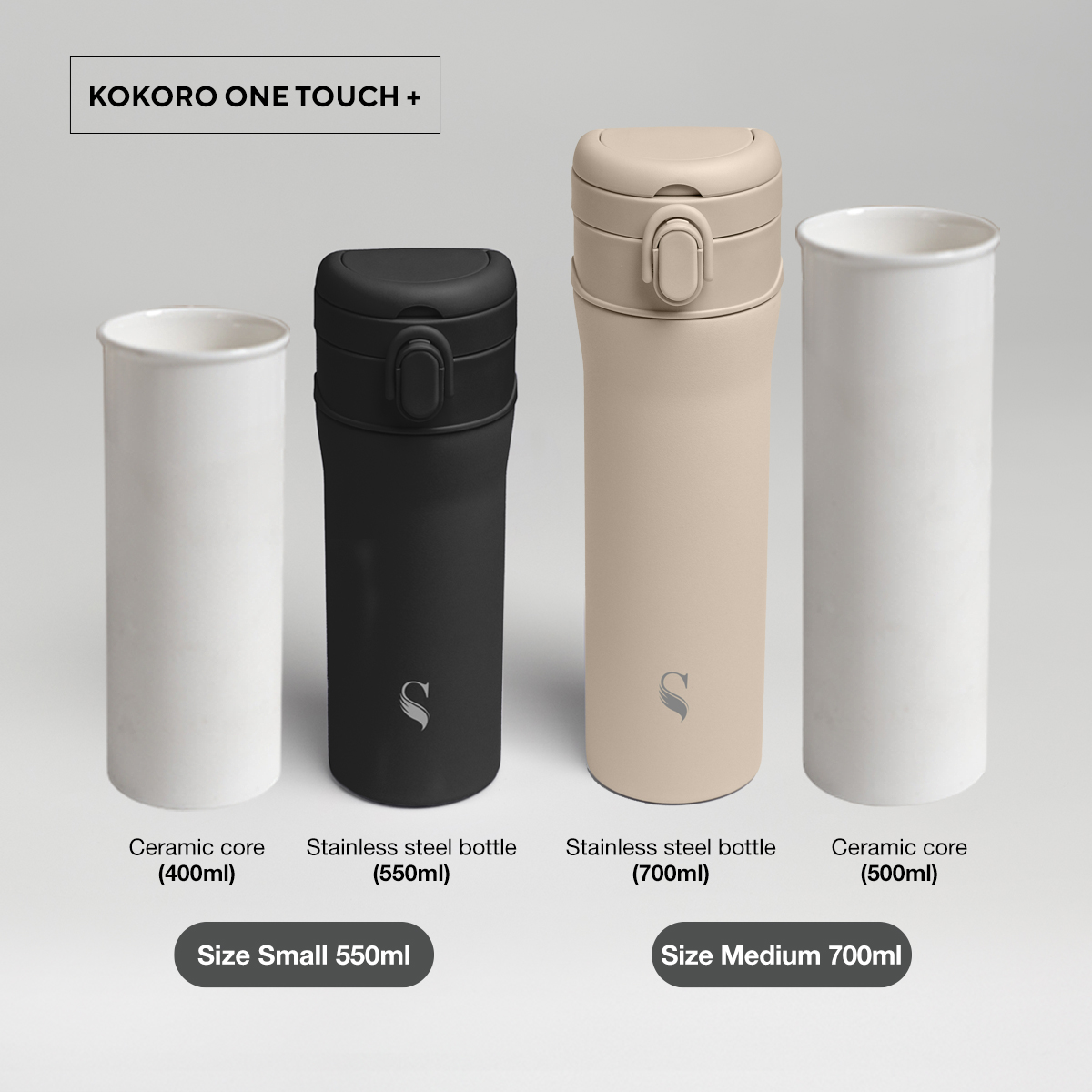 Kokoro Plus | Porcelain Thermal Flask | Dual Usage Bottle