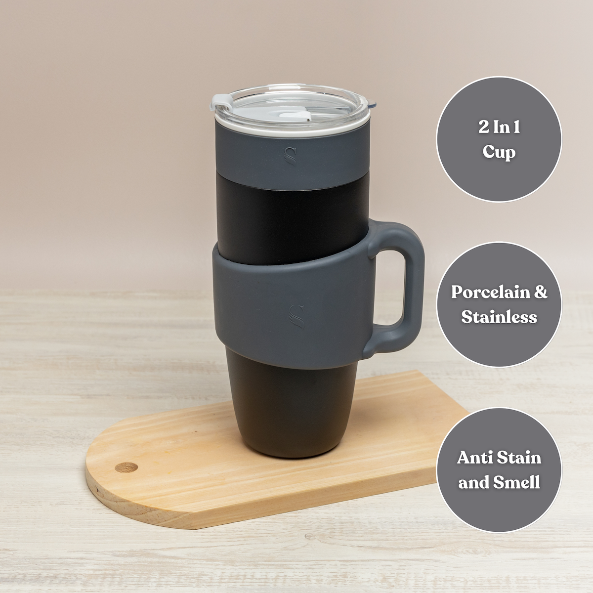 Nest Mug 850ml - Vacuum Insulated Ceramic Thermal Mug, Coffee and Tea Stainless Steel Tumbler Cup BPA Free