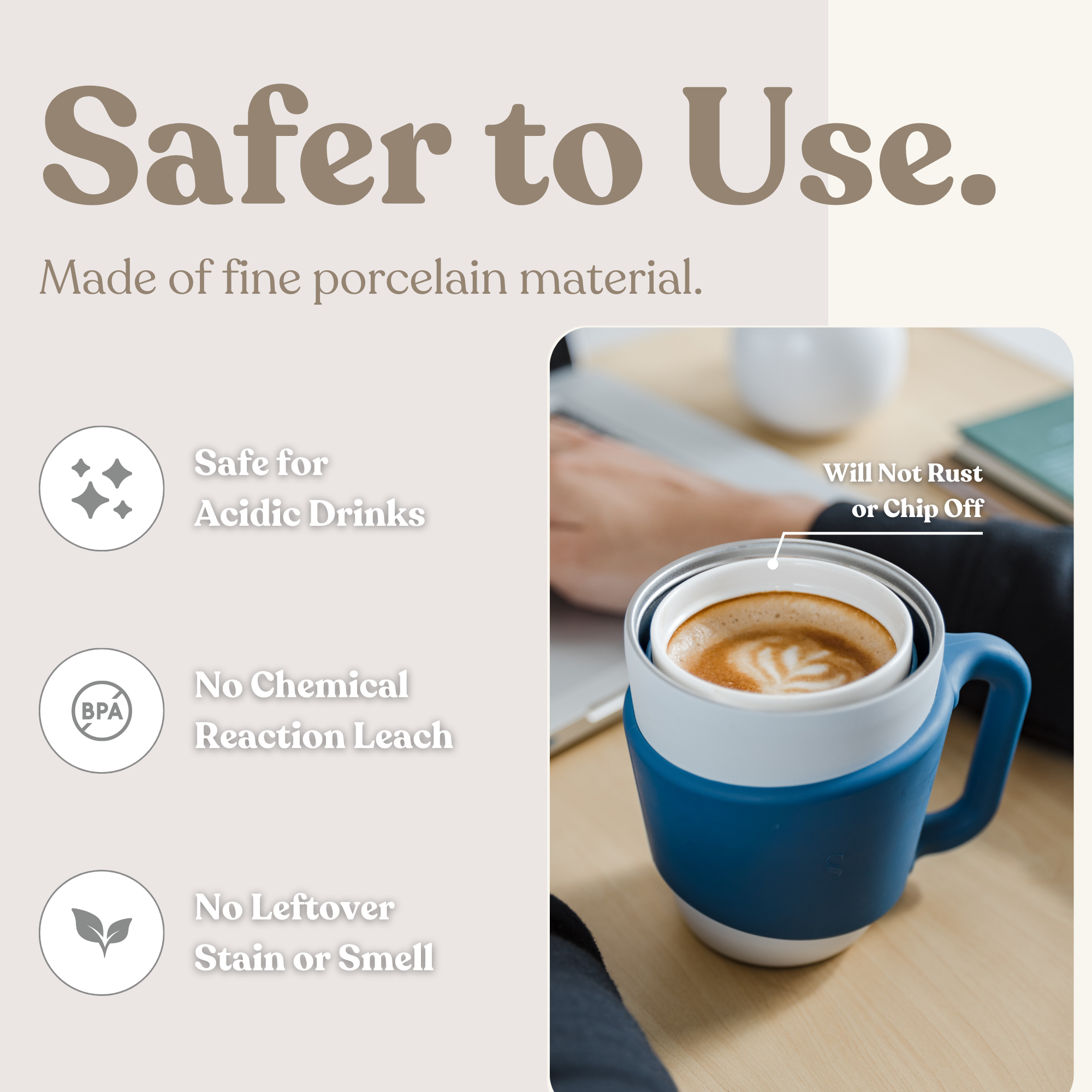  Morph Cup 500ml - Vacuum Insulated Ceramic Coffee Thermal Mug, Stainless Steel Travel Tumbler, BPA Free Bottle