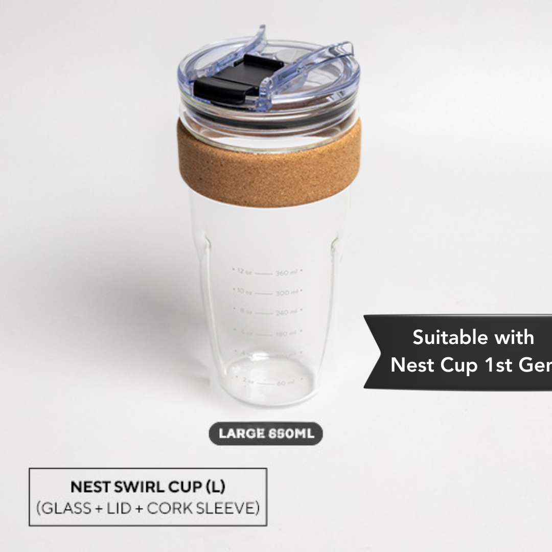 Swirl Cup Glass with Lid and Cork Sleeve - 850ml