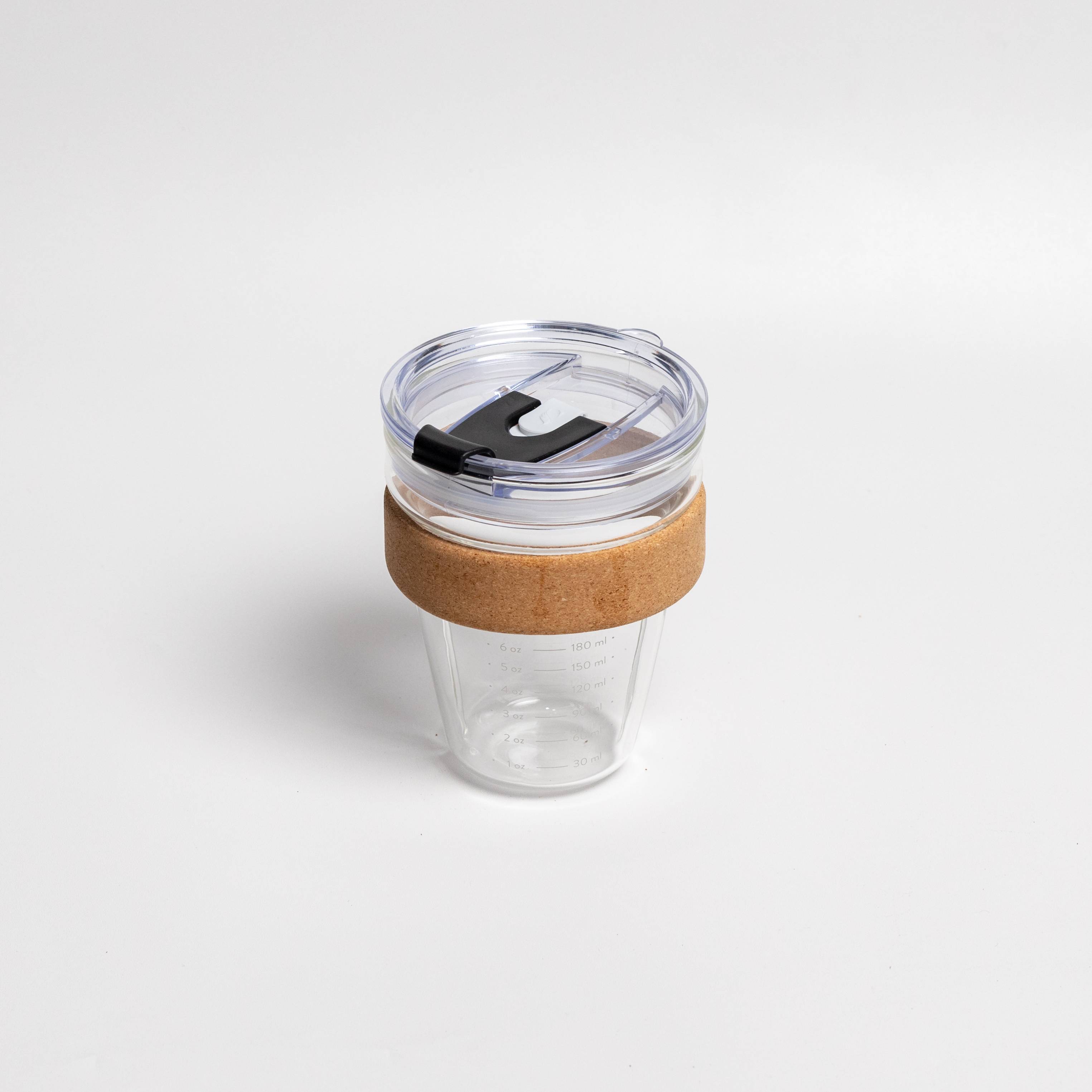 Swirl Cup Glass with Lid and Cork Sleeve - 450ml