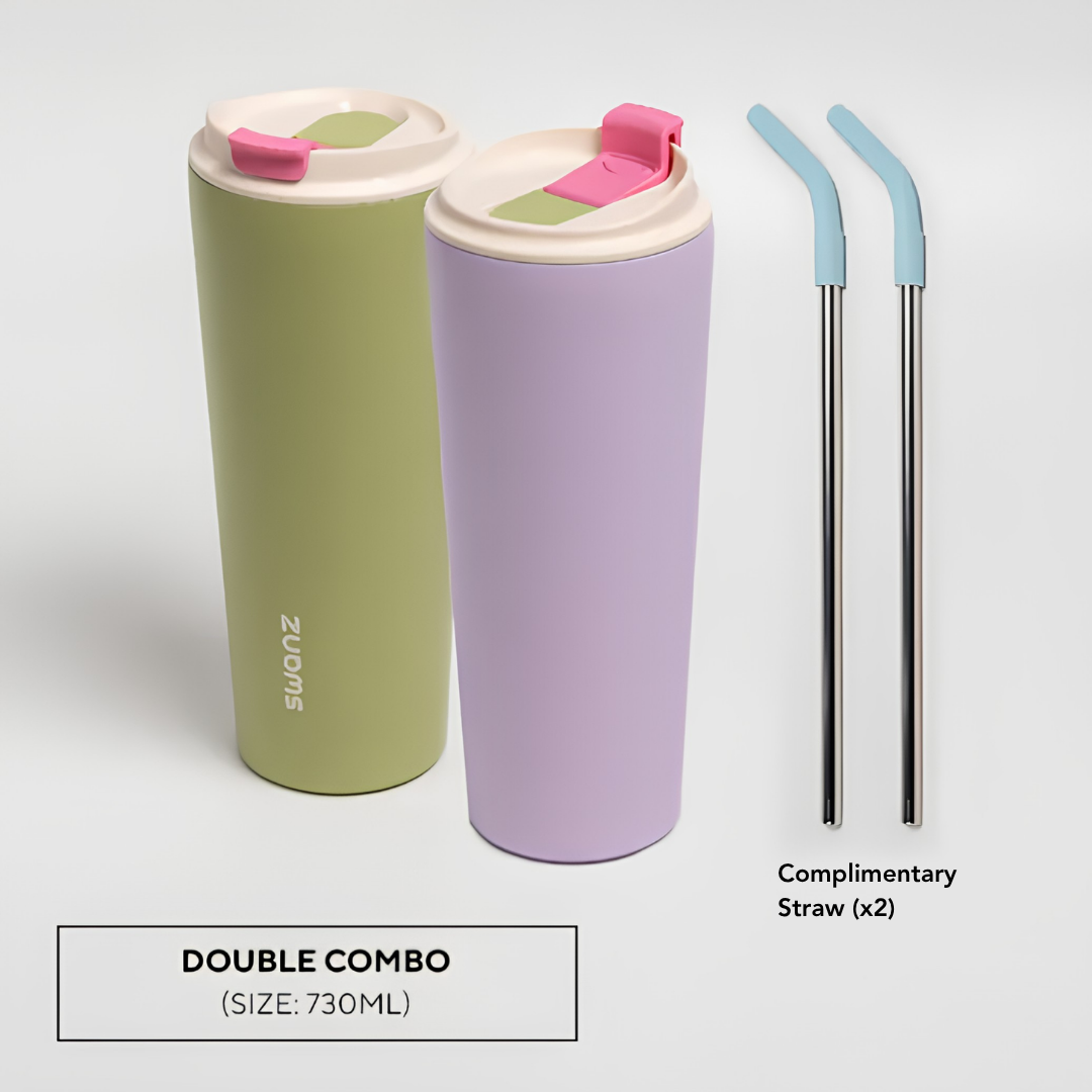 Swanz Straw Sip Mug 730ml - Double Combo