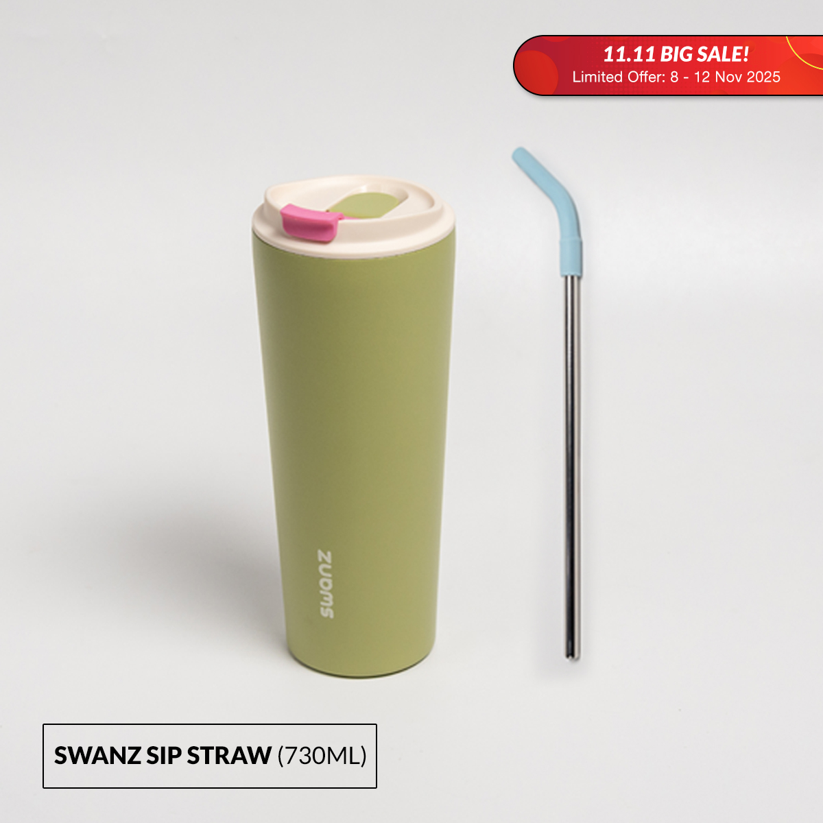 [11.11 Promo] Swanz Straw Sip Mug 730ml - Single Combo