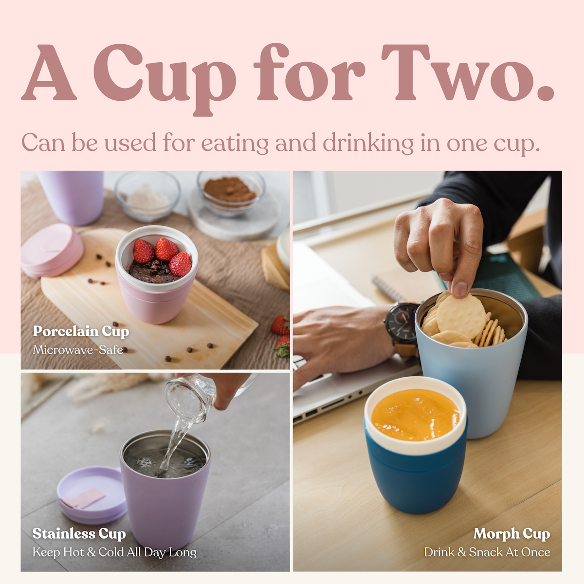  Morph Cup 500ml - Vacuum Insulated Ceramic Coffee Thermal Mug, Stainless Steel Travel Tumbler, BPA Free Bottle