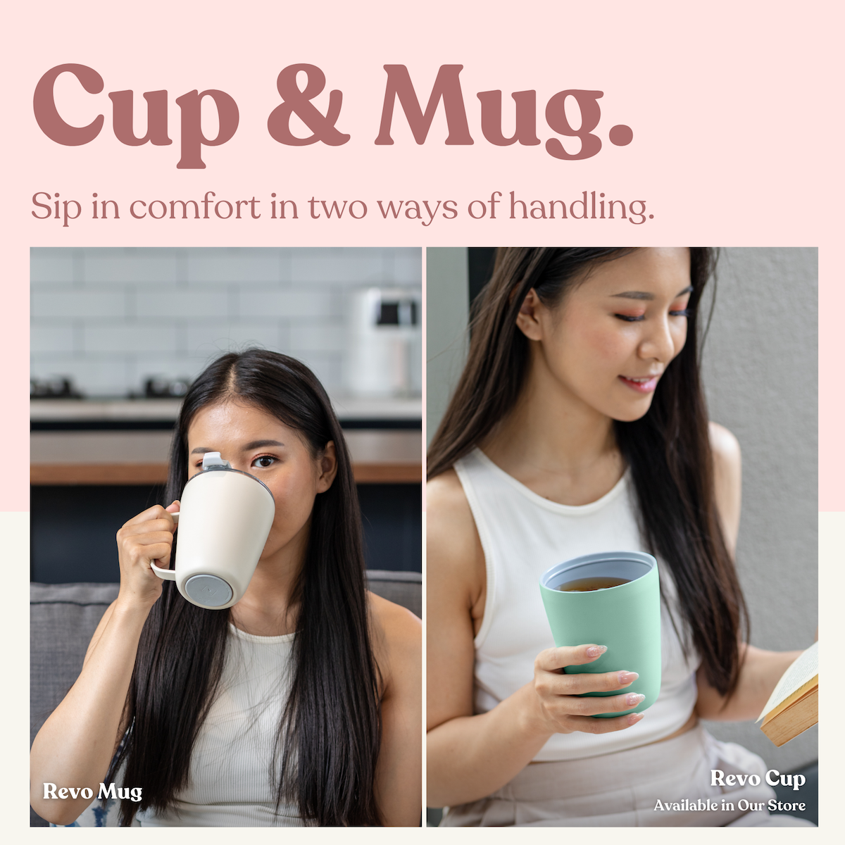 SWANZ Revo Mug - Vacuum Insulated Ceramic Coated Coffee Thermal Cup, Stainless Steel Travel Tumbler, BPA Free Bottle