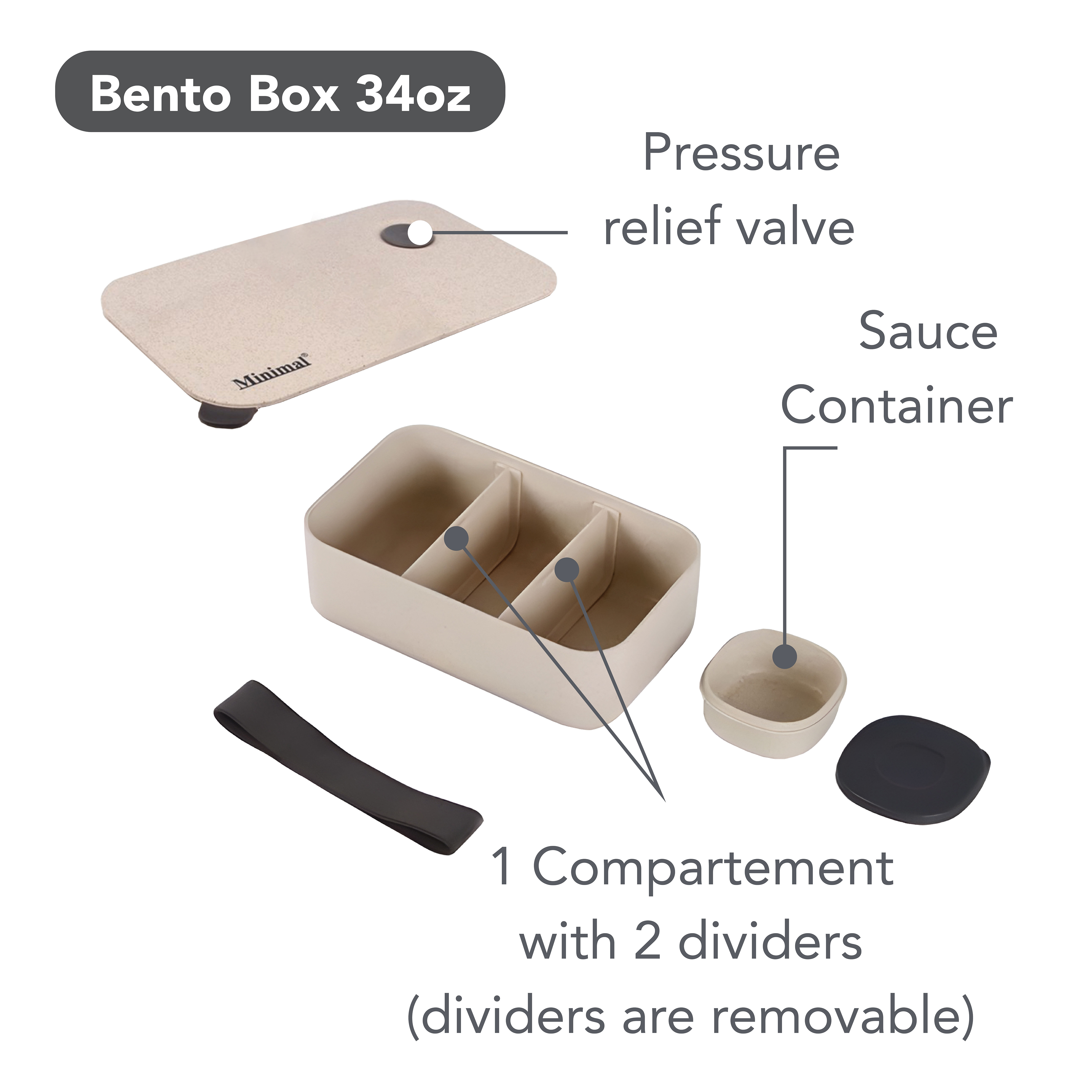 Natural Fiber Bento Box 1000ml (34oz)