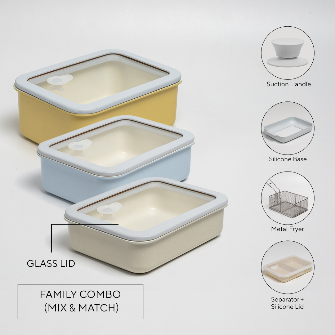 Revo Bento (With Glass Lid) - Family Combo