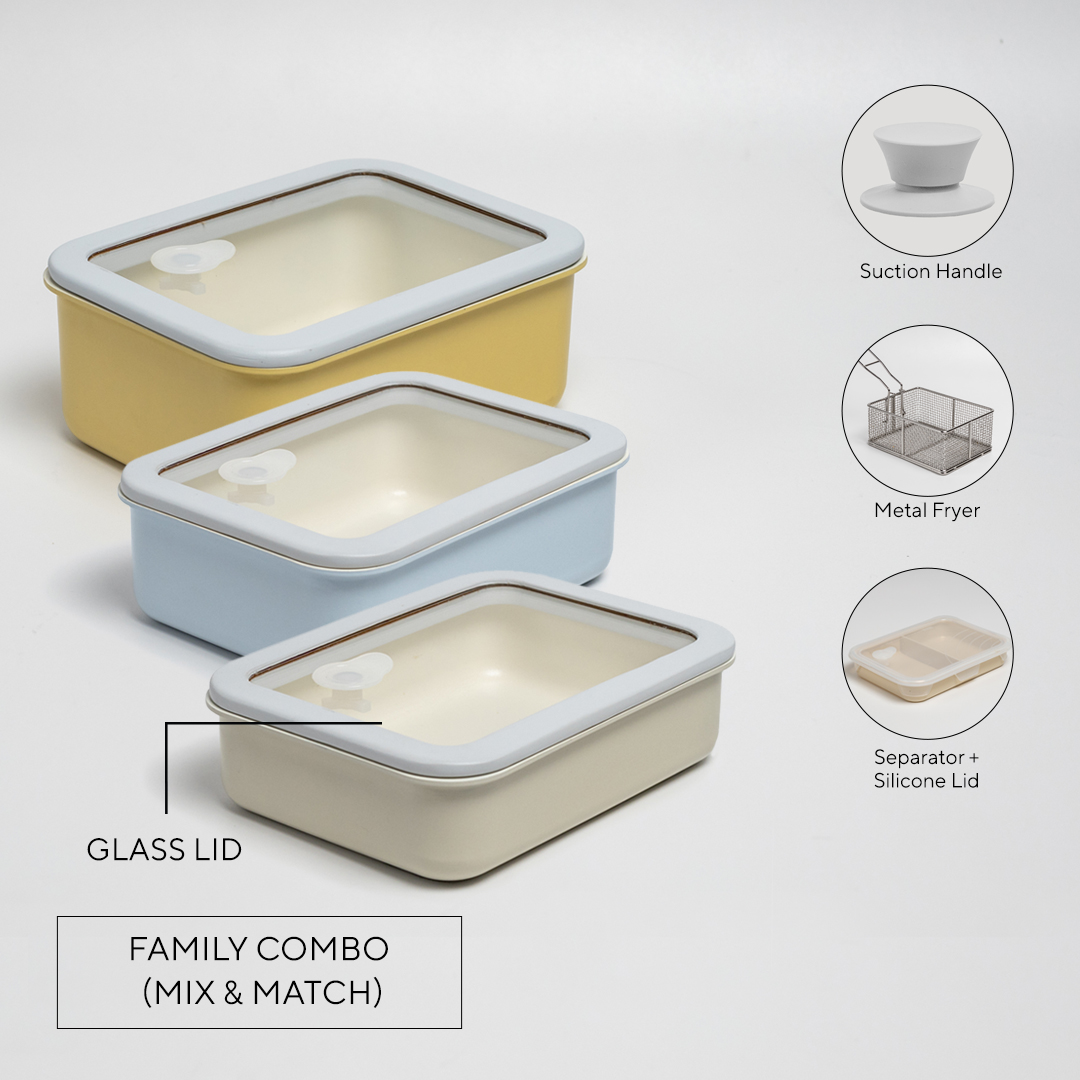 Revo Bento (With Glass Lid) - Family Combo