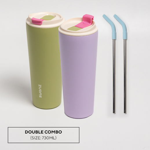 Swanz Straw Sip Mug 730ml - Double Combo