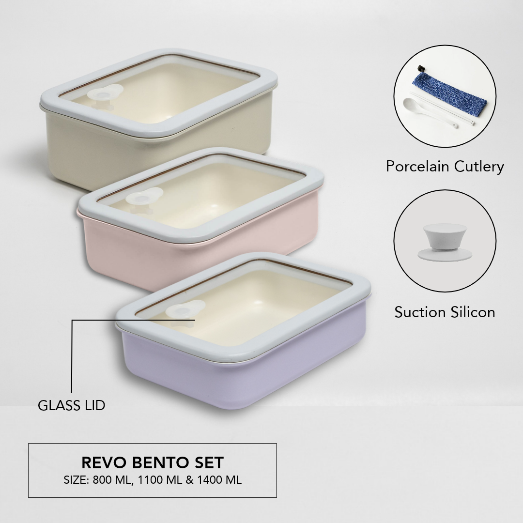 [ANNIVERSARY SALE] Family Combo (S+M+L) Revo Bento Glass Lid