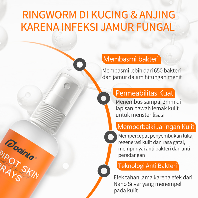 Semprotan perawatan alergi kulit/kemerahan/gatal/bulu rontok 100ml😺🐶Untuk Kucing & Anjing
