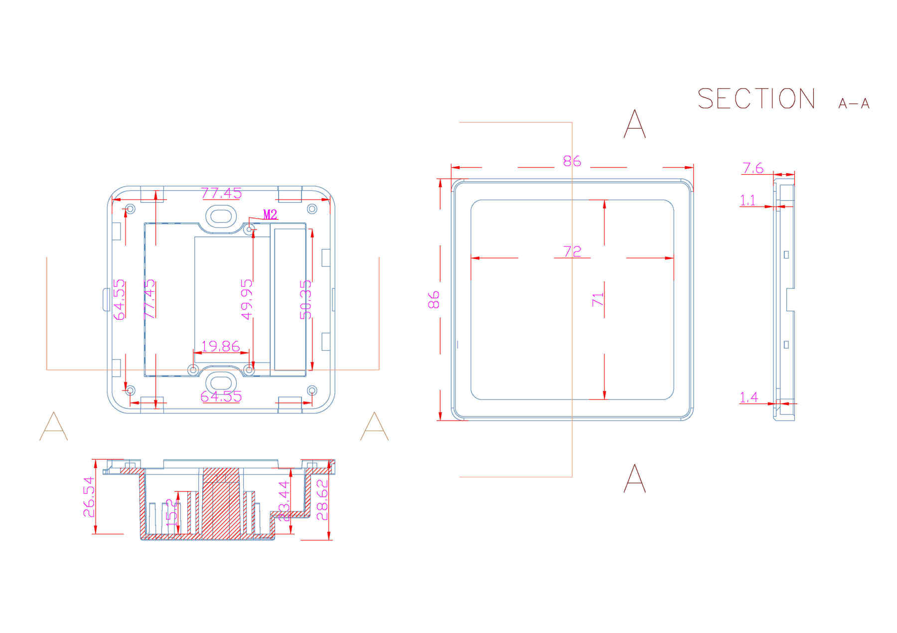 UK High Grade Aluminum Frame 86 Wall Smart Home Switch Enclosure With-Zhaotesi