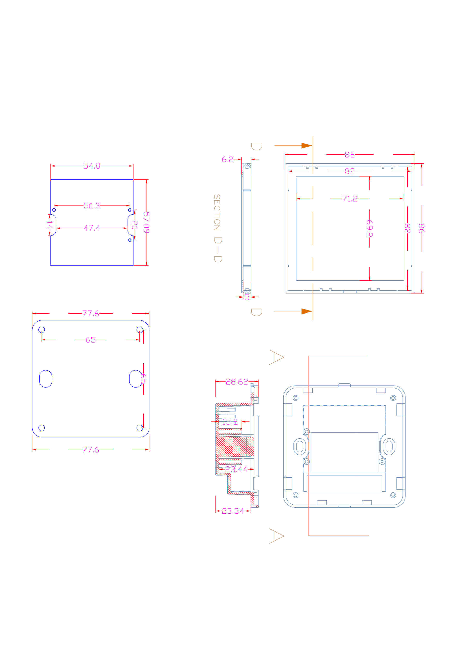 Type 86 wall switch housing large slot threading hole-Zhaotesi