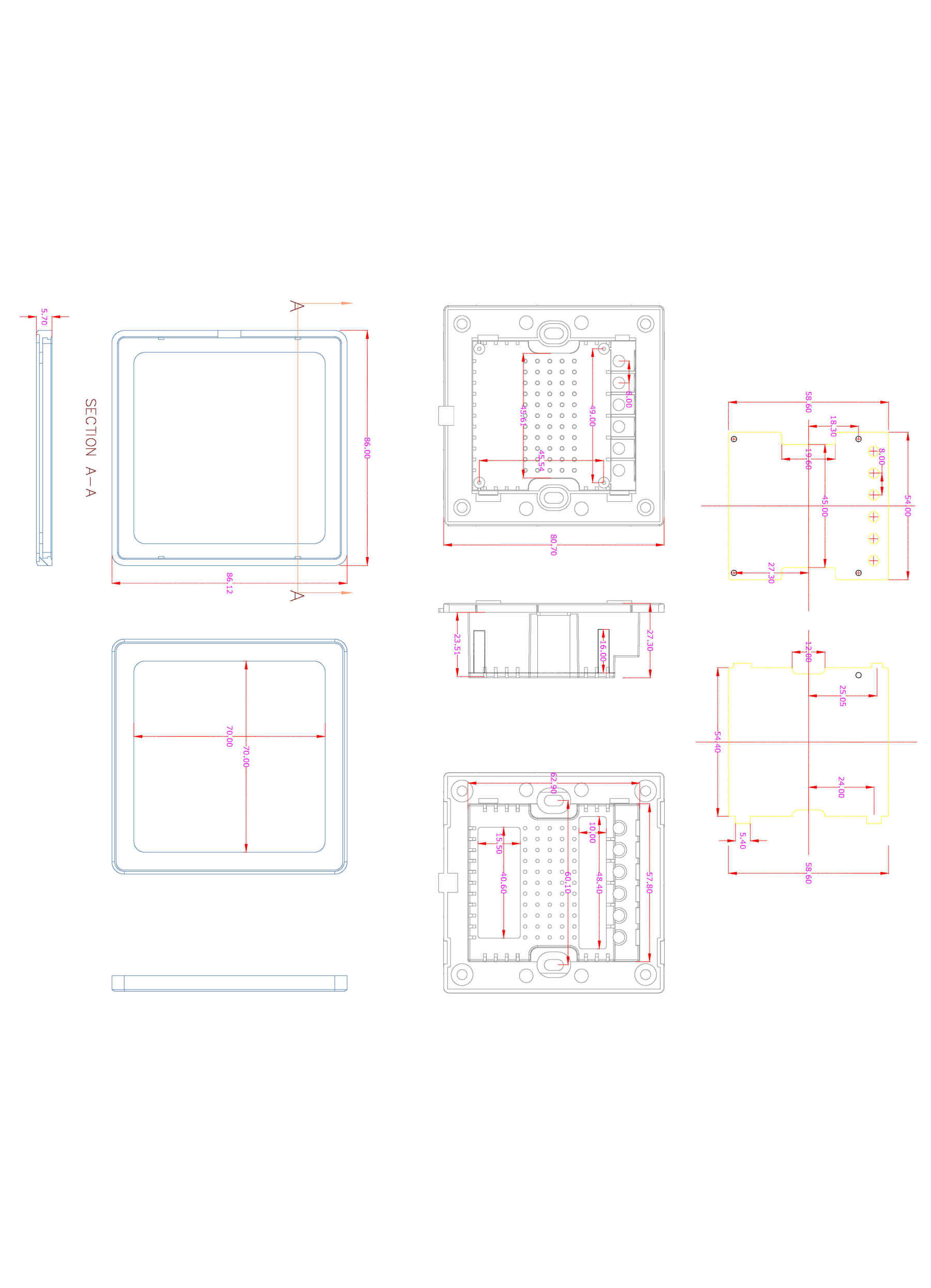 High grade aluminum frame 86 wall smart home switch enclosure with tempered glass panel-Zhaotesi