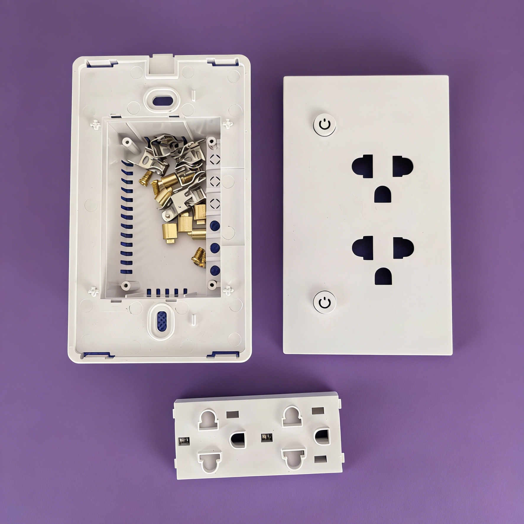 Premium NEMA 5-15R Smart Socket Shell Kit | Hotel-Grade PC & Tempered Glass Faceplate | DIY Enclosure for Smart Home Automation (US/CA/JP/MX Compatible)