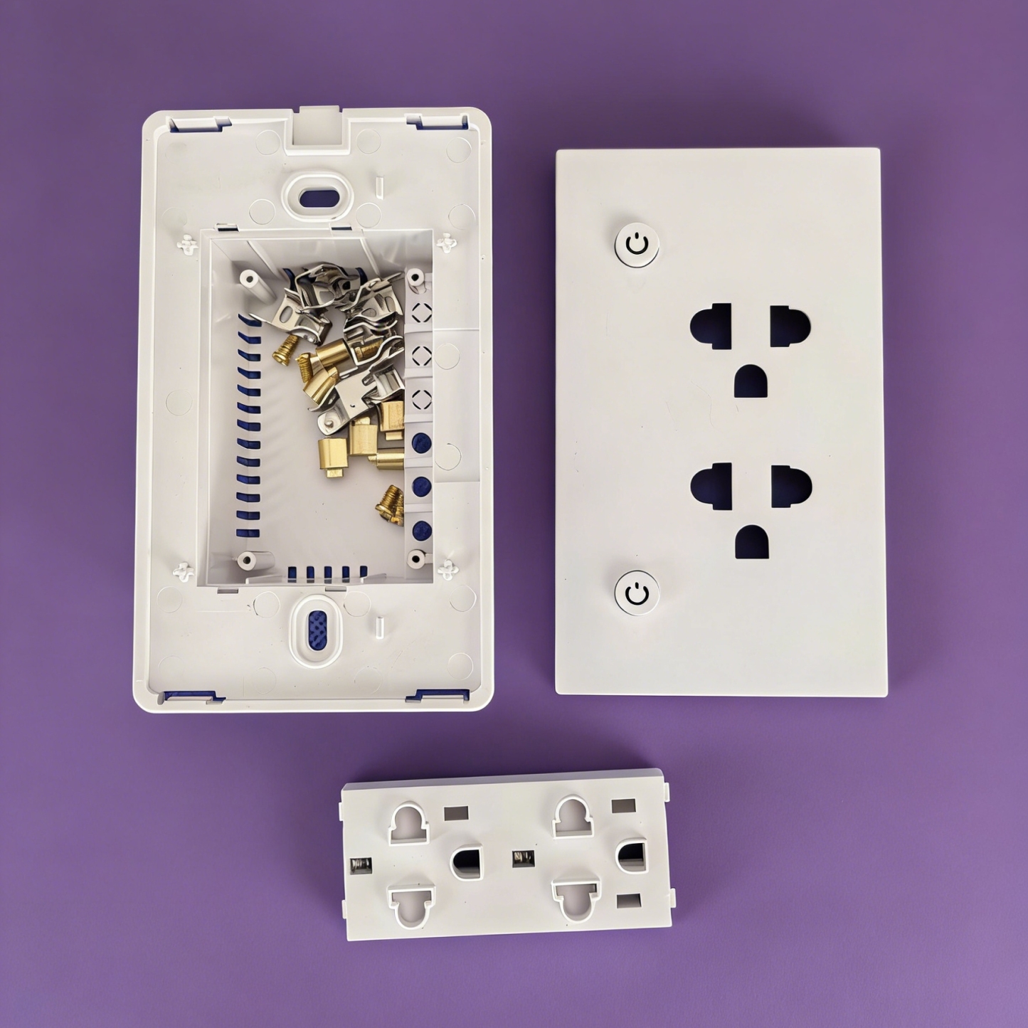 Premium NEMA 5-15R Smart Socket Shell Kit | Hotel-Grade PC & Tempered Glass Faceplate | DIY Enclosure for Smart Home Automation (US/CA/JP/MX Compatible)