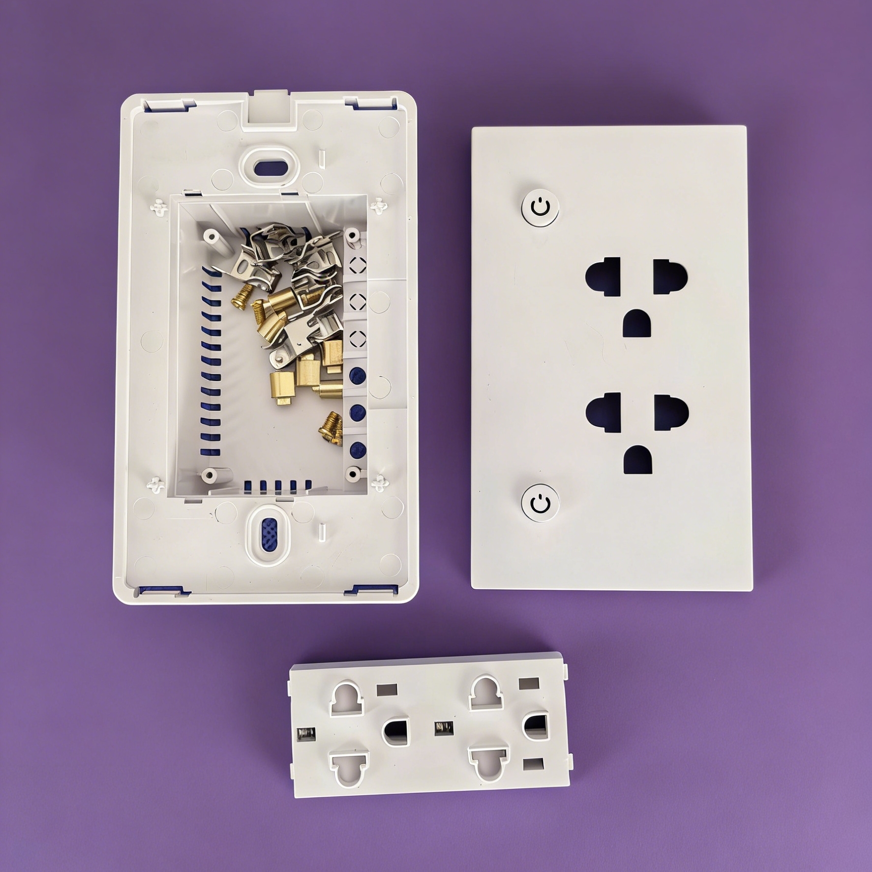 Premium NEMA 5-15R Smart Socket Shell Kit | Hotel-Grade PC & Tempered Glass Faceplate | DIY Enclosure for Smart Home Automation (US/CA/JP/MX Compatible)