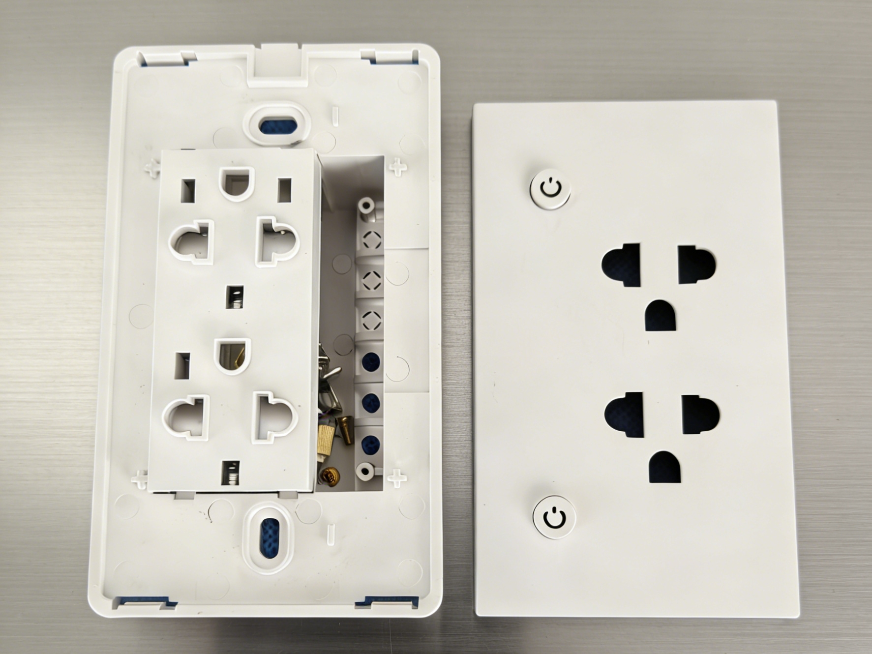 Premium NEMA 5-15R Smart Socket Shell Kit | Hotel-Grade PC & Tempered Glass Faceplate | DIY Enclosure for Smart Home Automation (US/CA/JP/MX Compatible)