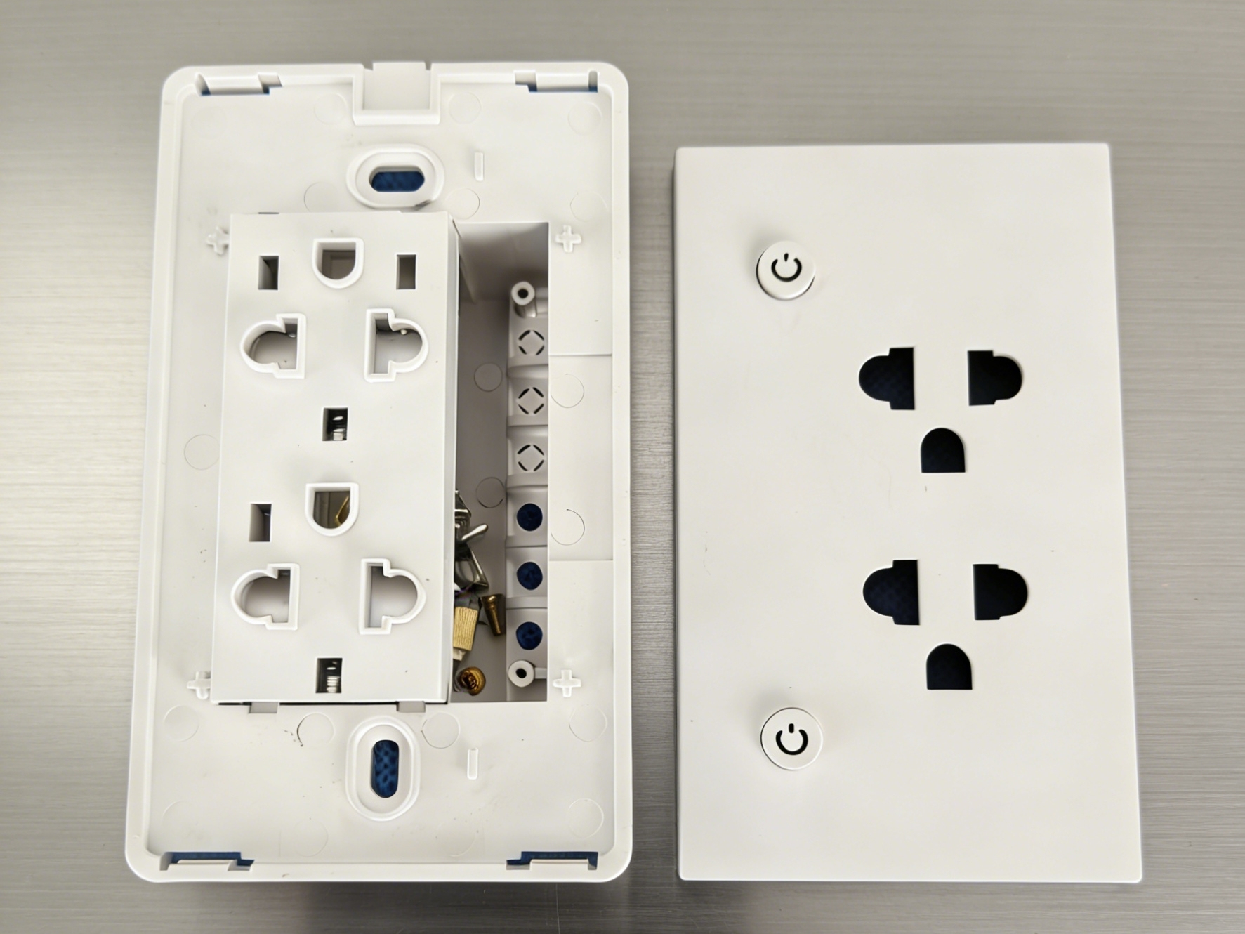 Premium NEMA 5-15R Smart Socket Shell Kit | Hotel-Grade PC & Tempered Glass Faceplate | DIY Enclosure for Smart Home Automation (US/CA/JP/MX Compatible)