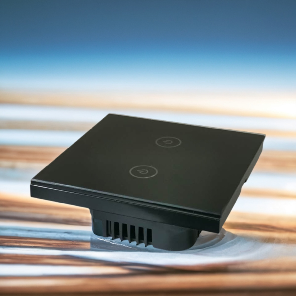 Square Smart Home WiFi Switch -2 Gang Black