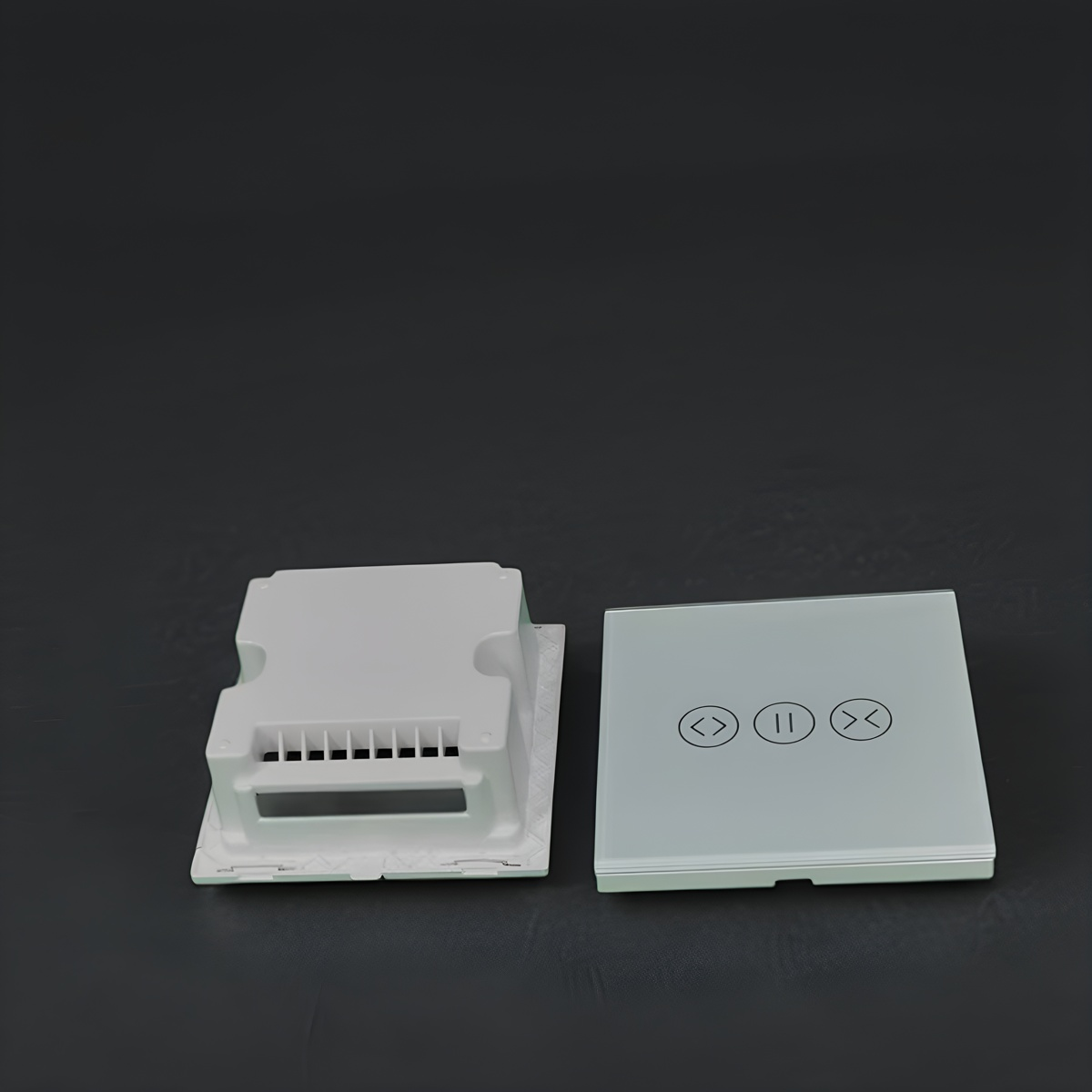 Premium DIY Smart Curtain Switch Housing Kit – PC V0 Fireproof Shell + 3.0mm Tempered Glass Panel (No PCB Included) – Customizable Enclosure for Tuya/Zigbee/Wi-Fi Module Integration – Sleek Black/White Finish