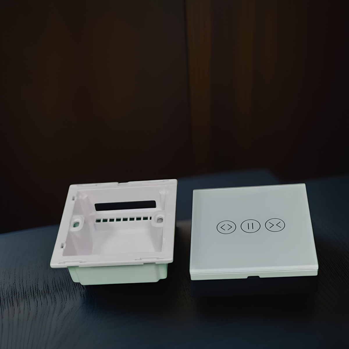 Premium DIY Smart Curtain Switch Housing Kit – PC V0 Fireproof Shell + 3.0mm Tempered Glass Panel (No PCB Included) – Customizable Enclosure for Tuya/Zigbee/Wi-Fi Module Integration – Sleek Black/White Finish