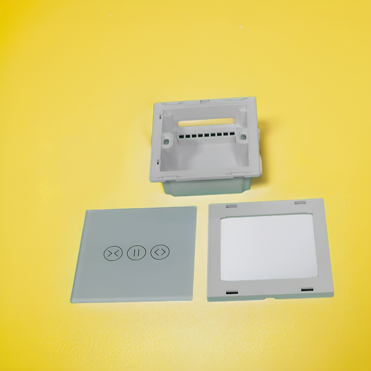 Premium DIY Smart Curtain Switch Housing Kit – PC V0 Fireproof Shell + 3.0mm Tempered Glass Panel (No PCB Included) – Customizable Enclosure for Tuya/Zigbee/Wi-Fi Module Integration – Sleek Black/White Finish