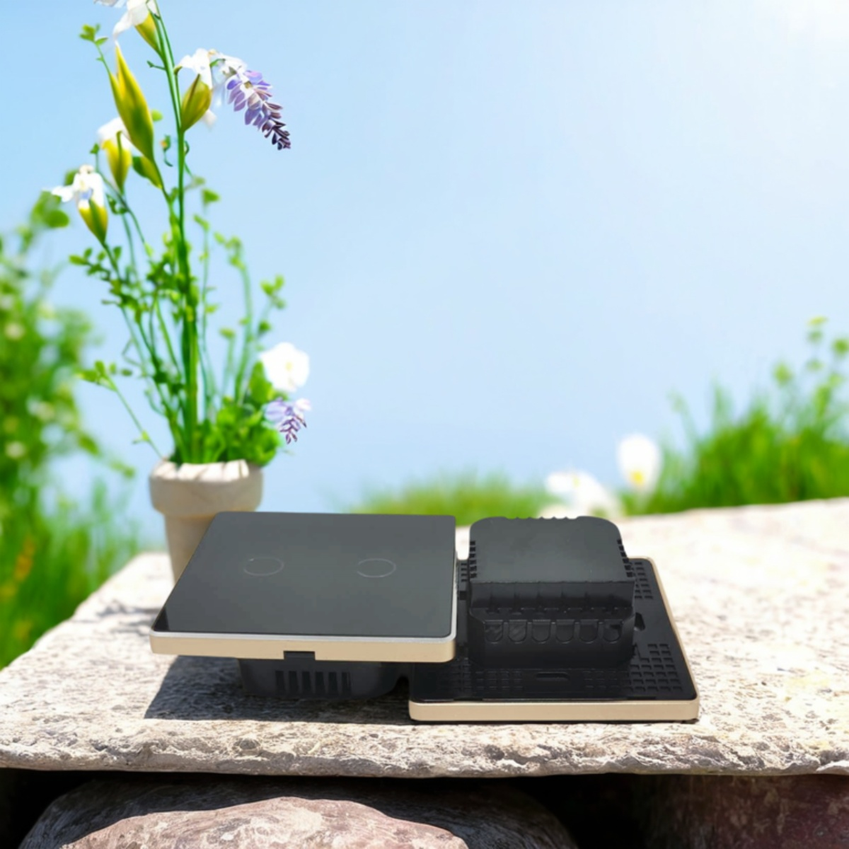 Square Smart Home WiFi Switch -2 Gang Black
