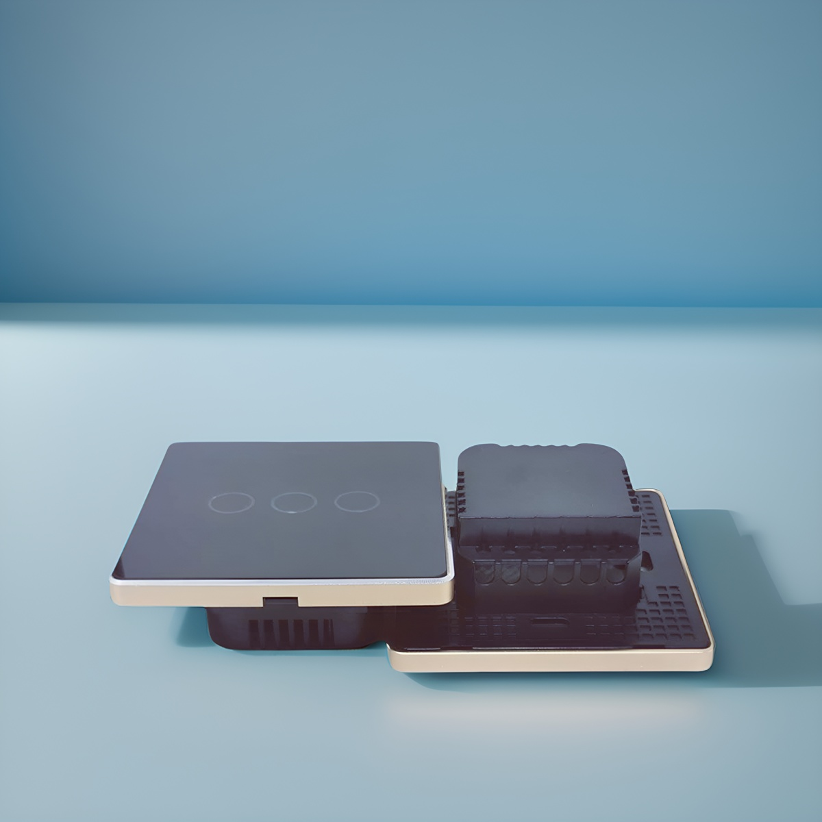 Square Smart Home WiFi Switch -3 Gang Black