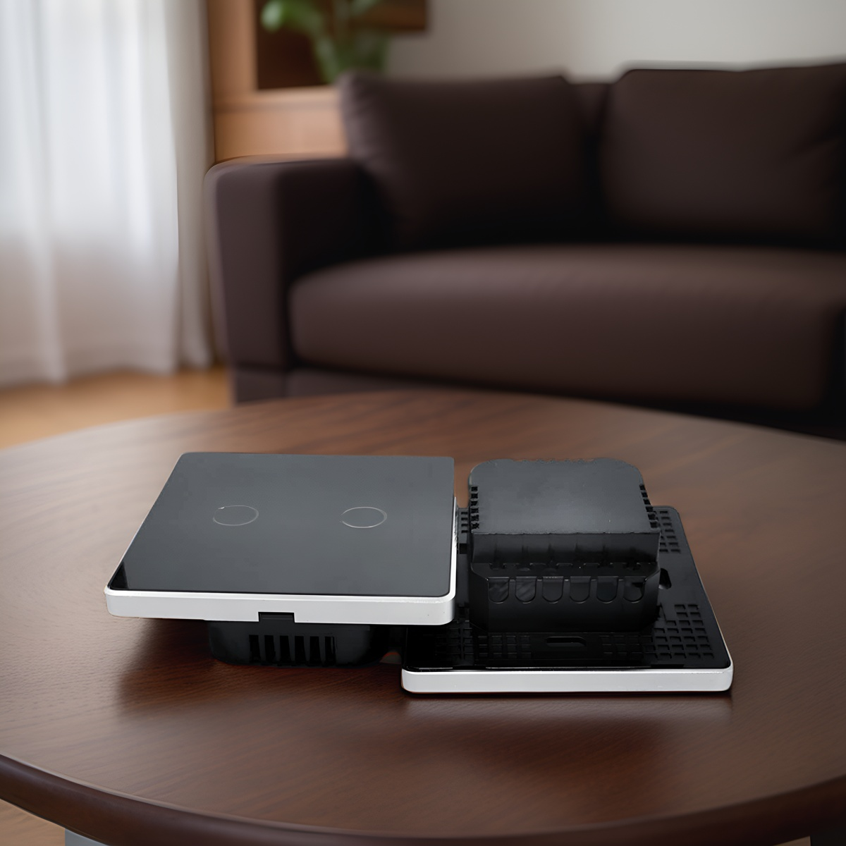 Square Smart Home WiFi Switch -2 Gang Black