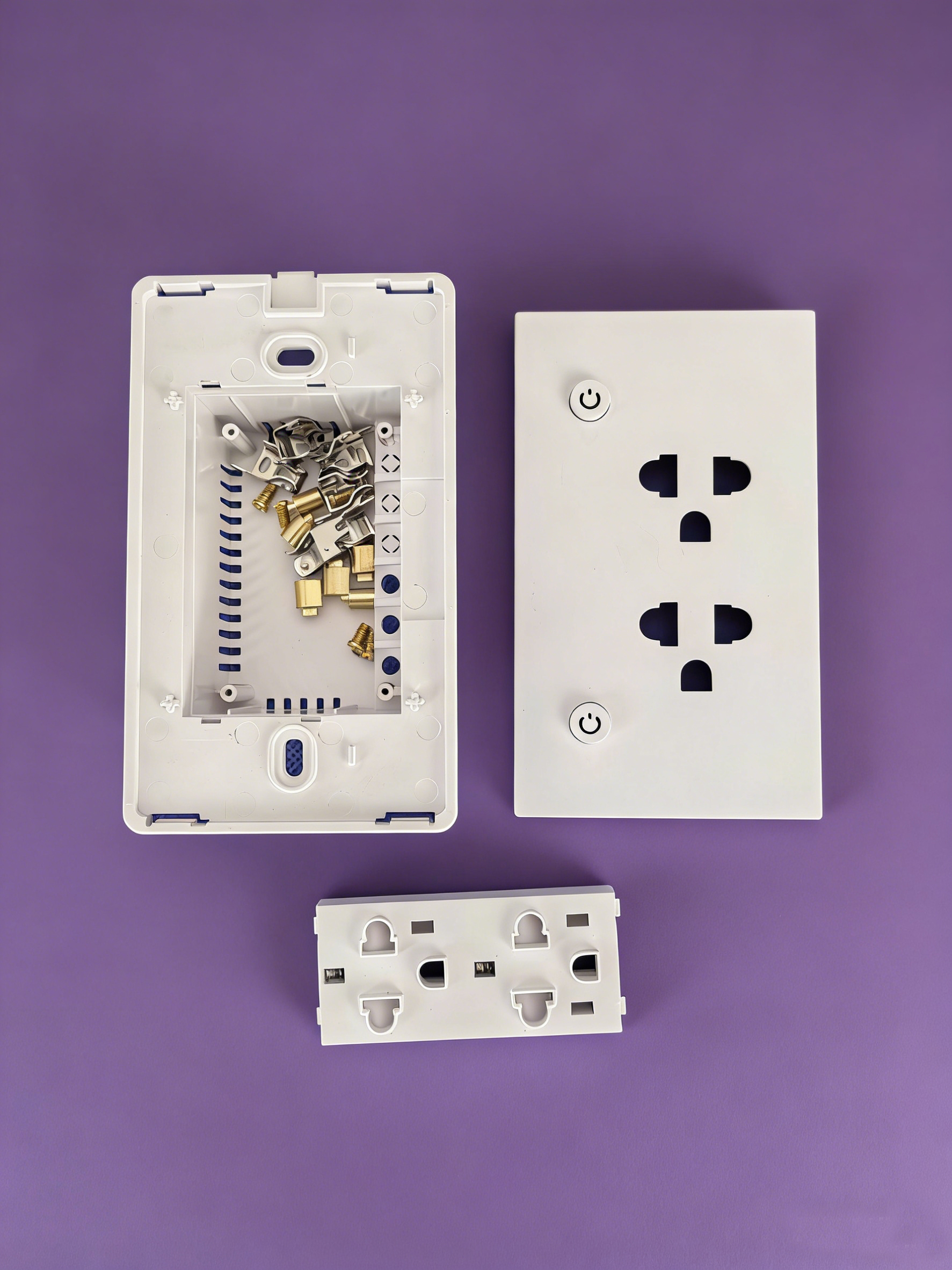 Premium NEMA 5-15R Smart Socket Shell Kit | Hotel-Grade PC & Tempered Glass Faceplate | DIY Enclosure for Smart Home Automation (US/CA/JP/MX Compatible)