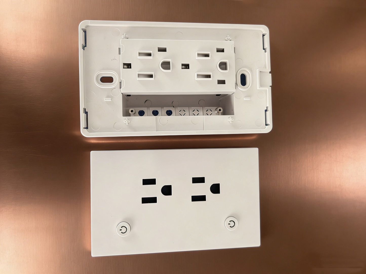 Premium NEMA 5-15R Smart Socket Shell Kit | Hotel-Grade PC & Tempered Glass Faceplate | DIY Enclosure for Smart Home Automation (US/CA/JP/MX Compatible)