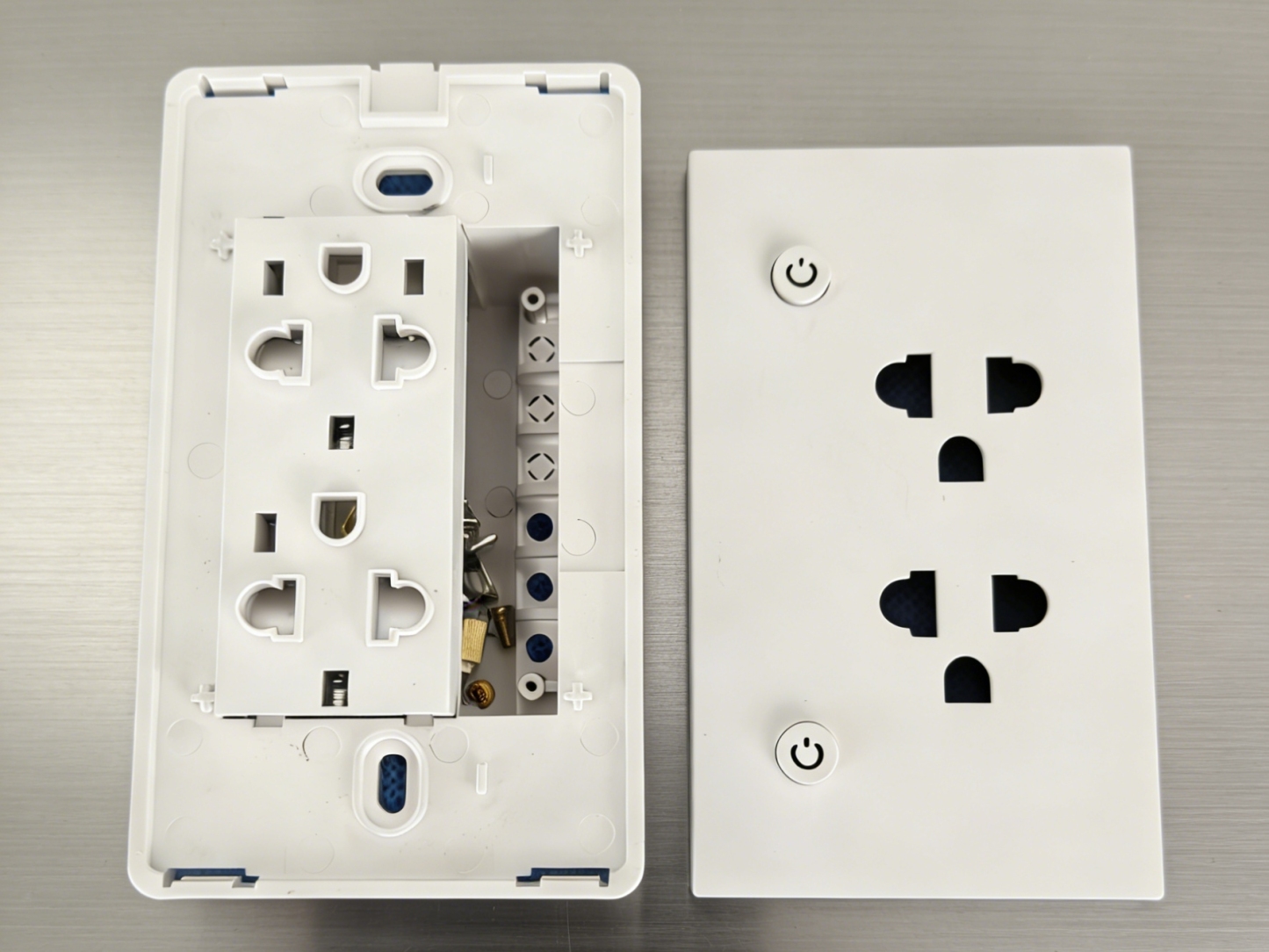 Premium NEMA 5-15R Smart Socket Shell Kit | Hotel-Grade PC & Tempered Glass Faceplate | DIY Enclosure for Smart Home Automation (US/CA/JP/MX Compatible)