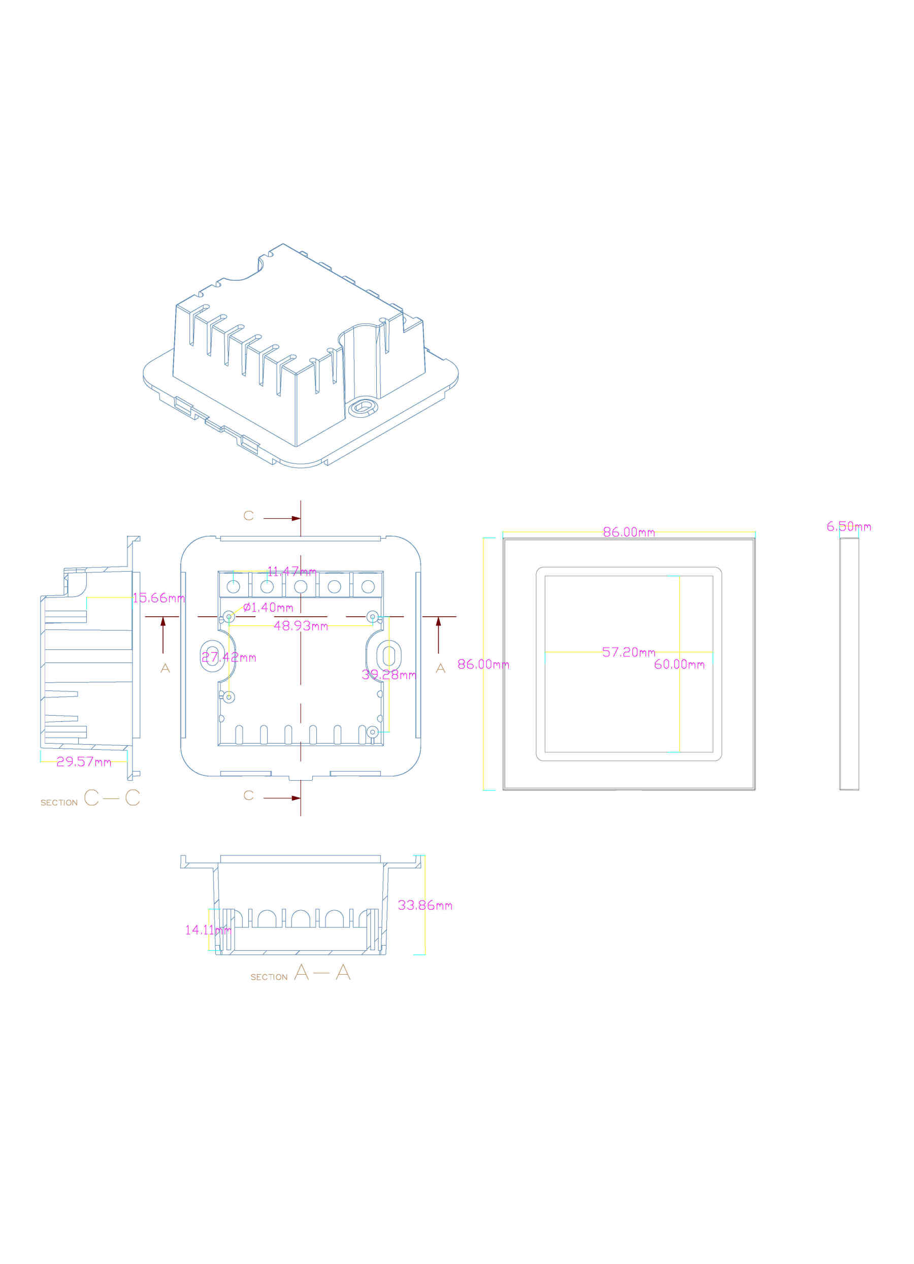 WiFi mobile app control supporting smart home switch housing-Zhaotesi