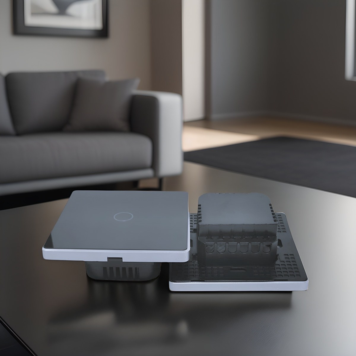 Square Smart Home WiFi Switch -1 Gang Black