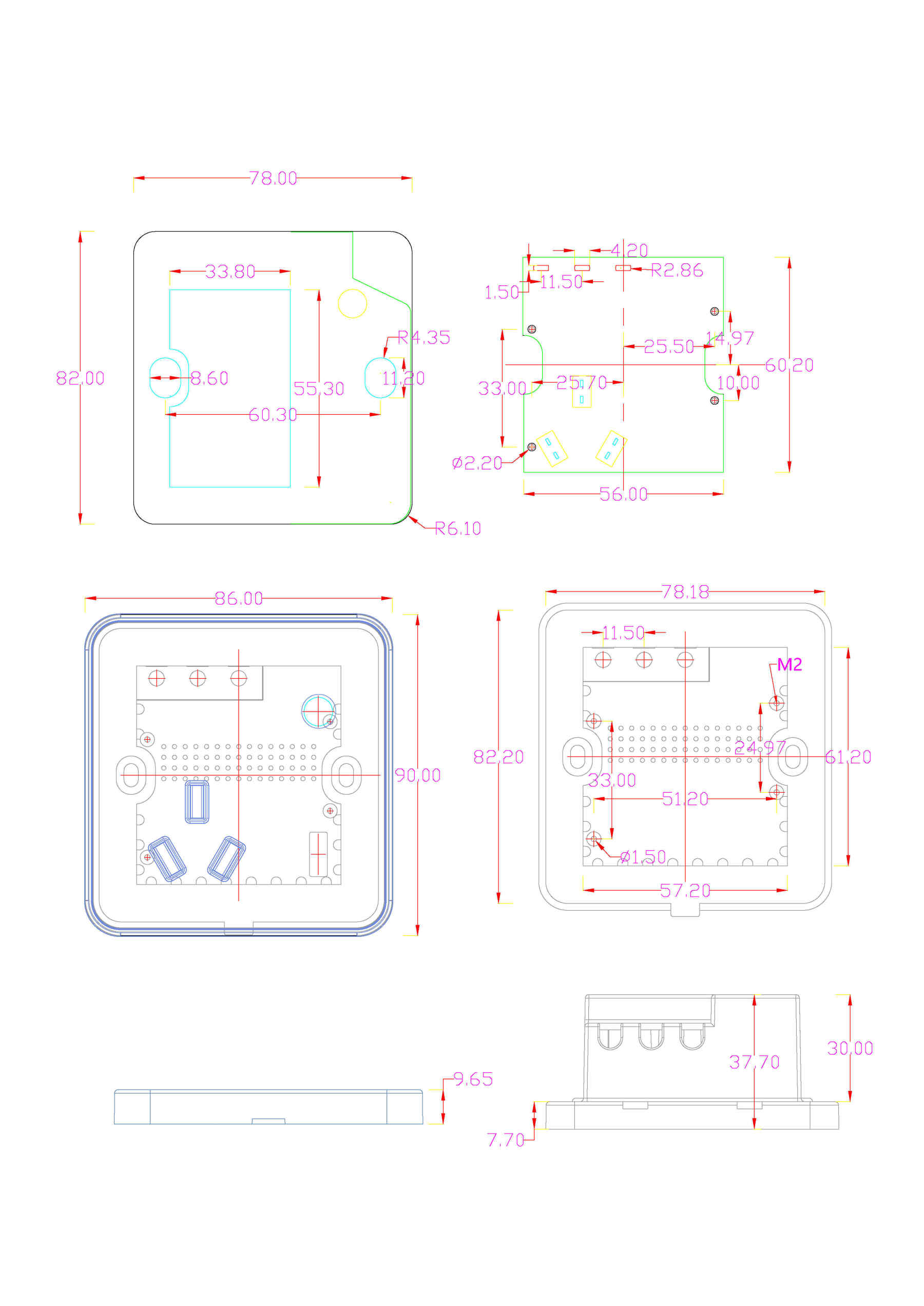 86 * 90 smart socket temperature detection shell-Zhaotesi
