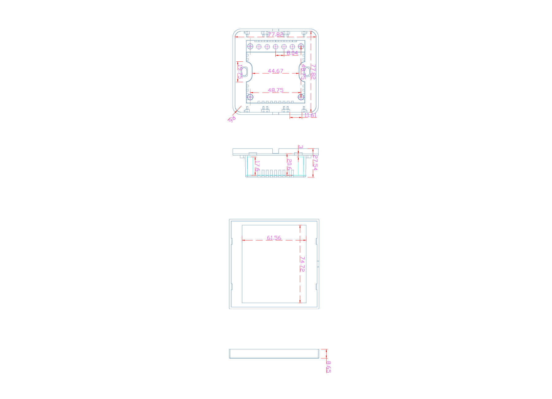 Touch the switch shell 5-hole cable outlet hole base-Zhaotesi
