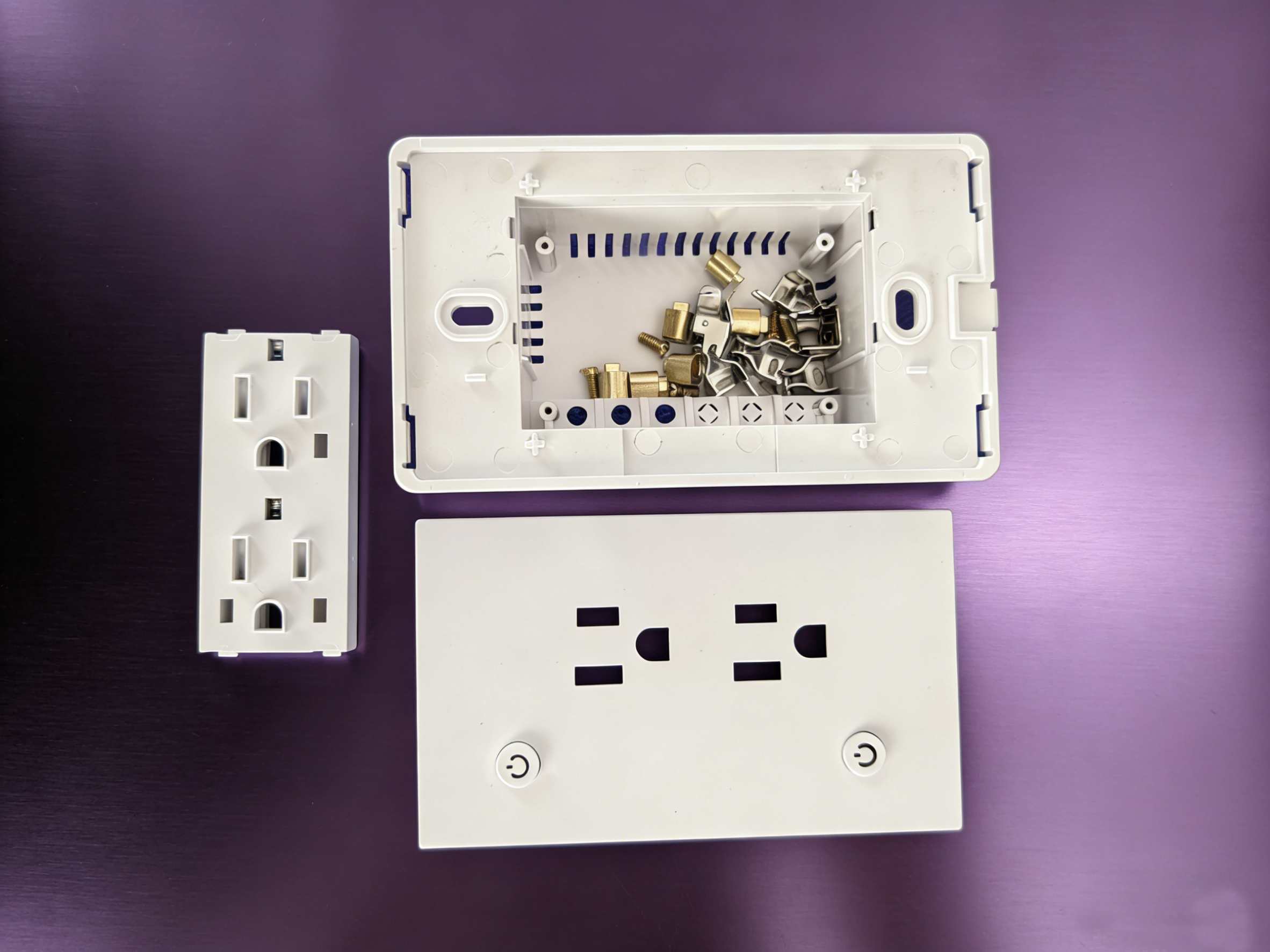 Premium NEMA 5-15R Smart Socket Shell Kit | Hotel-Grade PC & Tempered Glass Faceplate | DIY Enclosure for Smart Home Automation (US/CA/JP/MX Compatible)